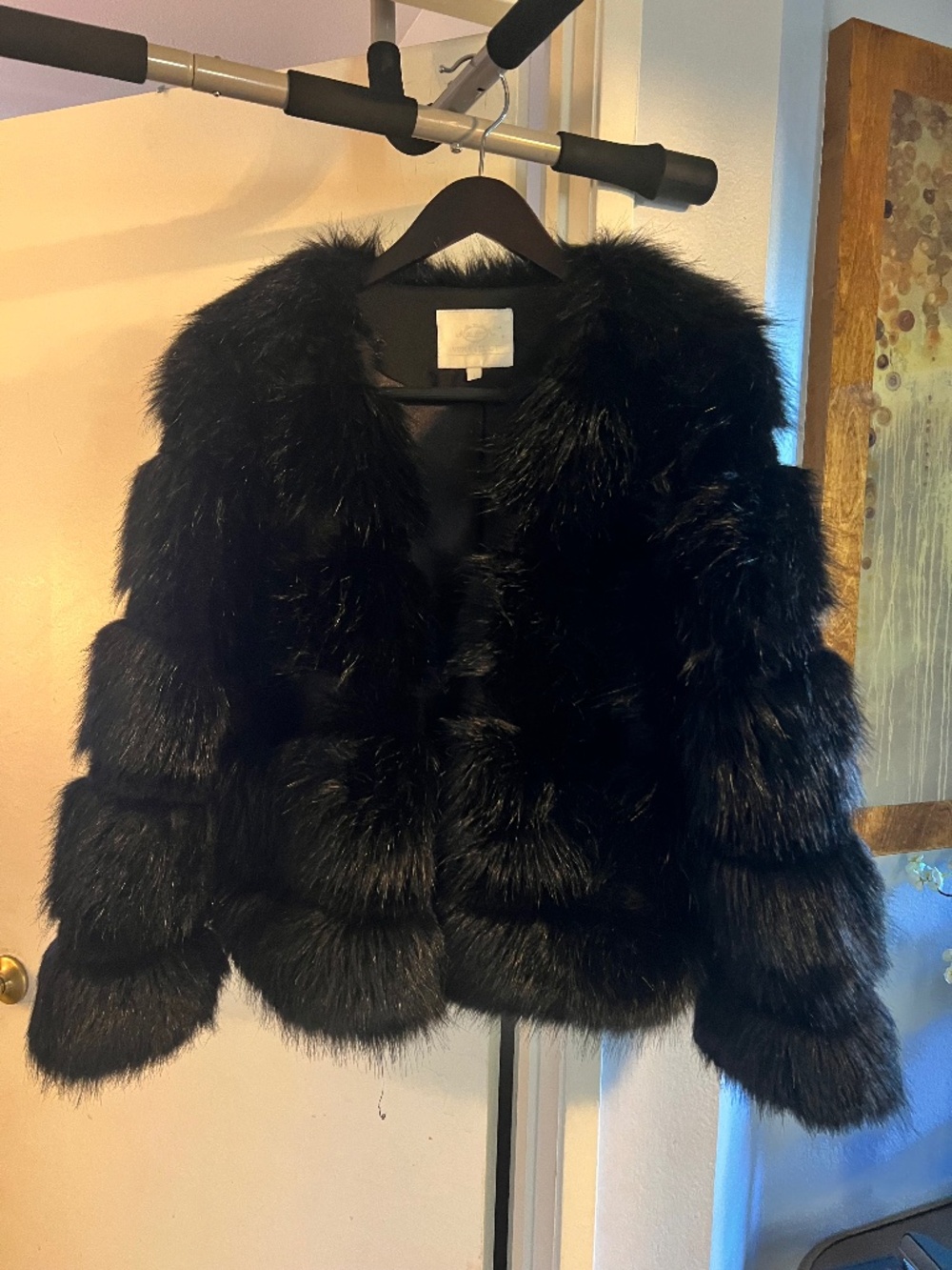 Vera & Lucy Vintage Black faux fur coat